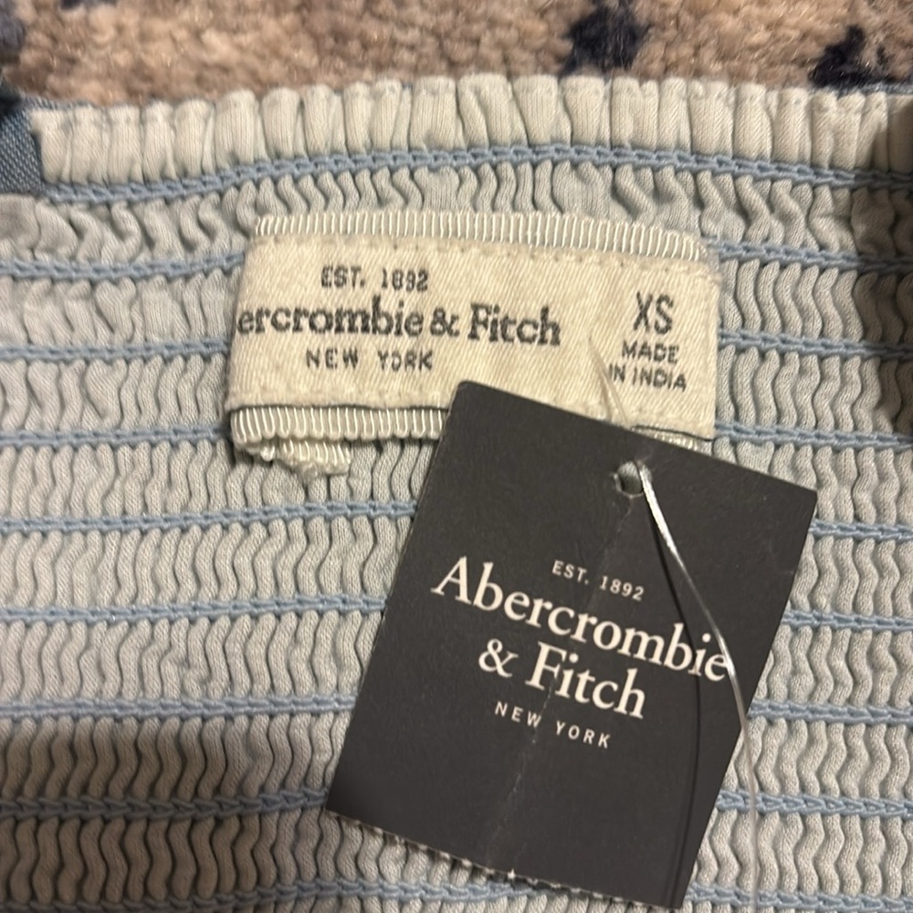 Abercrombie & Fitch Light Blue Denim Cropped Bustier Top - Picture 8 of 8